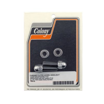 929042 - Colony, headlamp visor mount bolt kit. Chrome Acorn