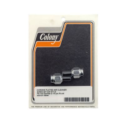 929056 - Colony, 54-78 air cleaner screws. Chrome, Cap style