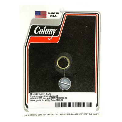 929678 - Colony, OEM style slotted plug oil screen crankcase. Zinc