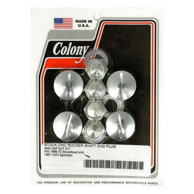 929700 - Colony, rocker shaft plug & nut kit. Slotted. Zinc