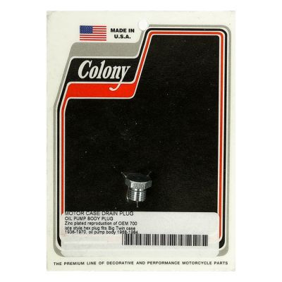 929738 - Colony, crankcase drain plug / oil pump plug. Zinc