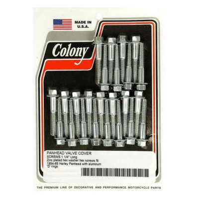 929783 - Colony, Panhead rocker cover screw kit. Zinc hex. Long
