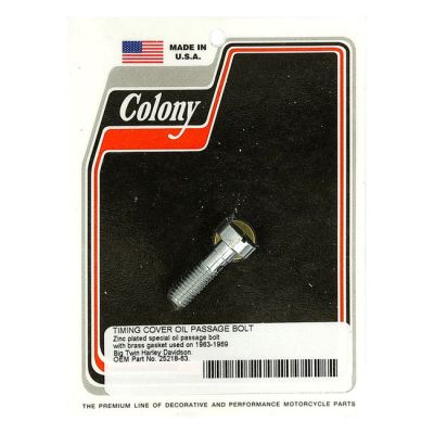 929886 - Colony, cam cover oil passage bolt. Zinc
