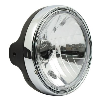 943208 - MCS LTD style 7" H4 headlamp. Side mount. Clear lens. Black