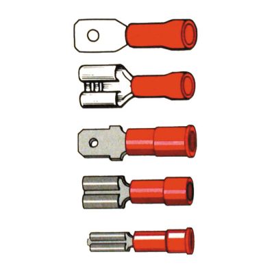 951624 - SMP Connectors, slide-on terminal PVC, crimp. Red 1/4" male