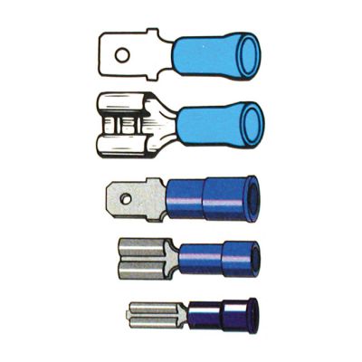 951629 - SMP Connectors, slide-on terminal PVC, crimp. Blue 1/4" male