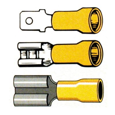 951634 - SMP Connectors, slide-on terminal PVC, crimp. Yellow 1/4" male