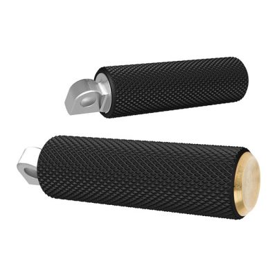 956326 - Arlen Ness,  Fusion foot pegs, Knurled. Brass end caps