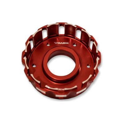 963393 - Trask, Twin Cam clutch basket. Hard anodized red