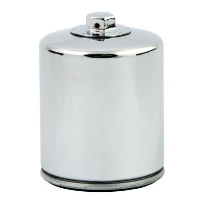 970800 - K&N, spin-on oil filter. With top nut. Chrome