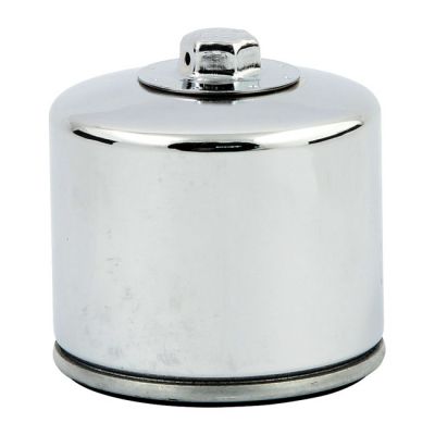 970802 - K&N, spin-on oil filter with top nut. Chrome