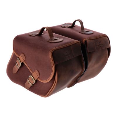 971007 - Longride, waxed cotton saddlebags. Brown
