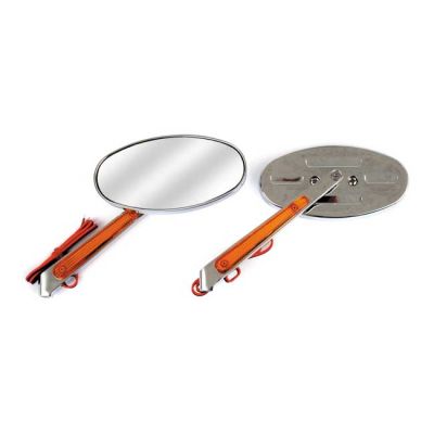 980633 - MCS Cateye mirrors set, with built-in turn signals. Chrome
