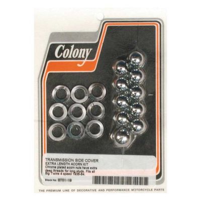 989238 - Colony, transmission side cover screw kit. Deep Acorn chrome