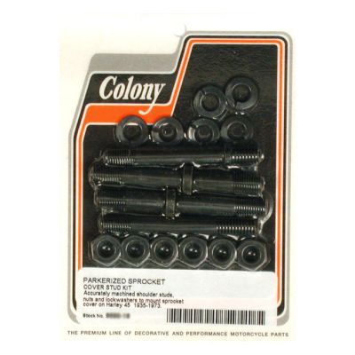 989283 - Colony, sprocket cover mount kit. Black parkerized