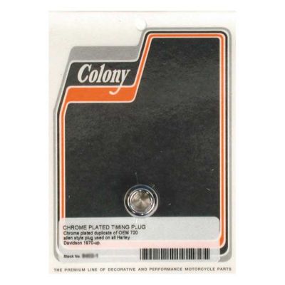 989286 - Colony, timing plug. OEM style allen. Chrome