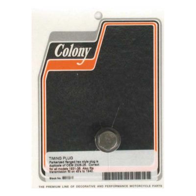 989299 - Colony, timing/drain plug. OEM style hex. Parkerized
