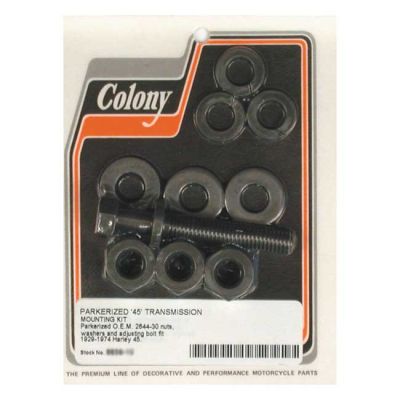 989538 - Colony, transmission mount kit. Black parkerized