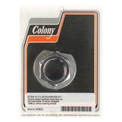 989732 - Colony, Fork stem nut & lock washer kit. Chrome