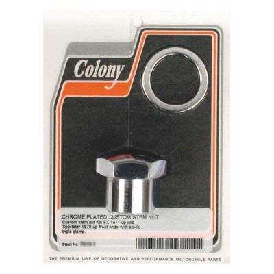 989738 - COLONY Fork stem nut & washer kit. Domed. Chrome
