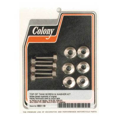 989819 - Colony, gas tank mount kit. Nickel plated