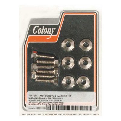 989821 - Colony, gas tank mount kit. Nickel plated. Oversize