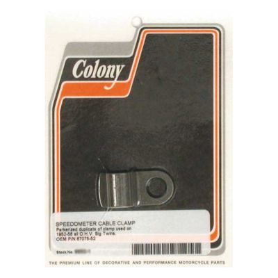 989848 - Colony, speedo cable clamp. Black parkerized
