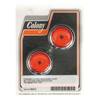 989900 - Colony, swingarm pivot bolt cover set. Red reflector