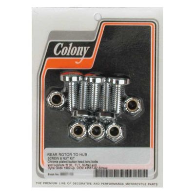 989938 - Colony, rear brake rotor bolt & nut kit. Chrome Torx