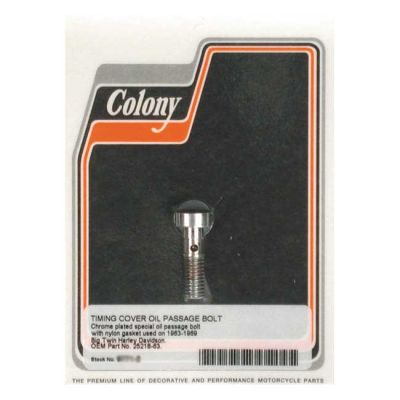 990130 - Colony, cam cover oil passage bolt. Chrome