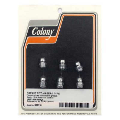 990240 - Colony, grease fitting. 5/16-32. Chrome