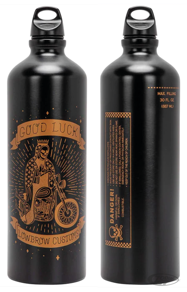 Lowbrow Customs Good Luck Fuel Reserve Bottle & Carrier motorcycle
