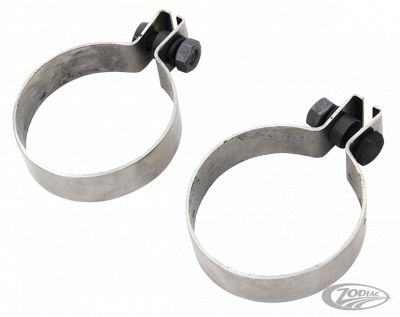 734948 - V-Twin Panhead stainless exhaust port clamp set