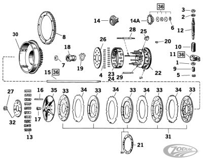 739932 - V-Twin Clutch shell w/starter ring gear BT65-69
