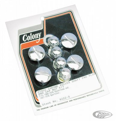 741793 - COLONY Rocker Shaft End Cap & Nut kit, 57-70