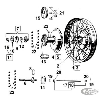 745979 - Samwel Front wheel axle 45CI with nuts