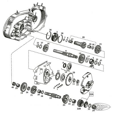749639 - V-Twin Clutch gear w/bearings 18T XL87-90