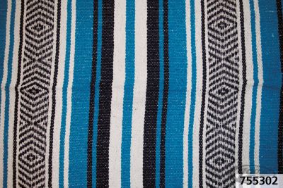 755302 - Texas Leather Mexican blanket Navy/Turquois/White