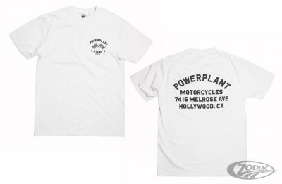 757830 - P16 - Powerplant Motorcycle Co. GARAGE TEE WHITE S