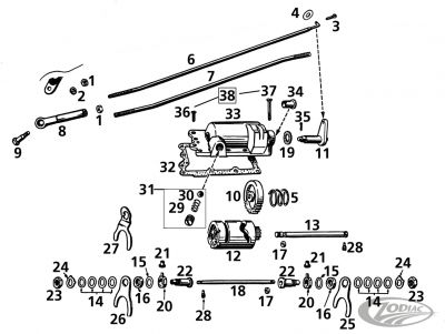 768001 - V-Twin Shaft, hand shifter