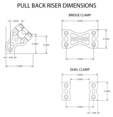 768225 - Joker Machine JM PB Risers 2.5" Bridge Clamp Chrome